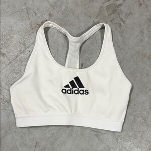 Adidas Women's White Sports Bra Top with Black Logo - LIKE NEW - Size Medium